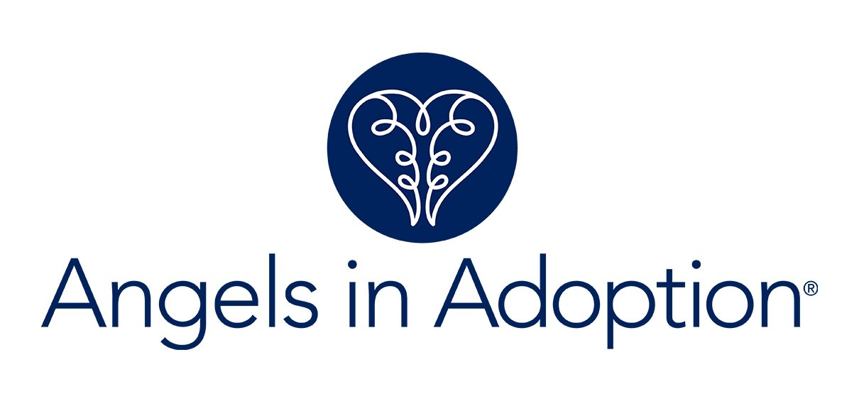 Blue on white Angels in Adoption logo