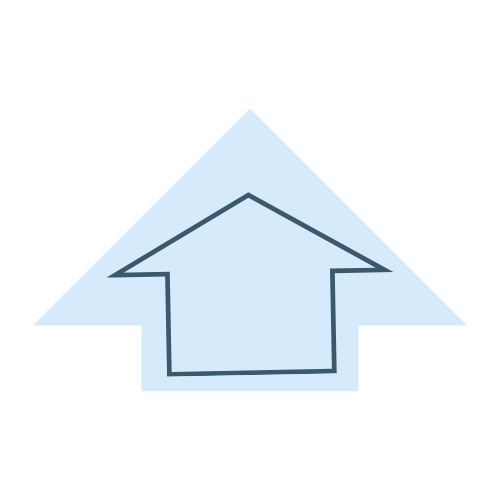 baby blue up-arrow graphic