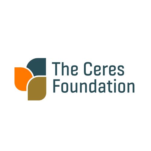 Teal, ecru, and orange The Ceres Foundation logo