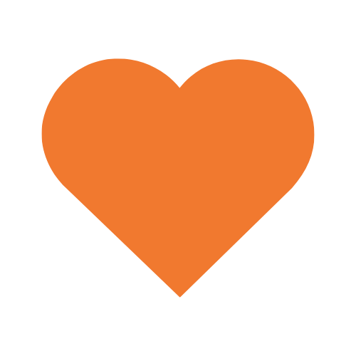 Orange heart shaped graphic.