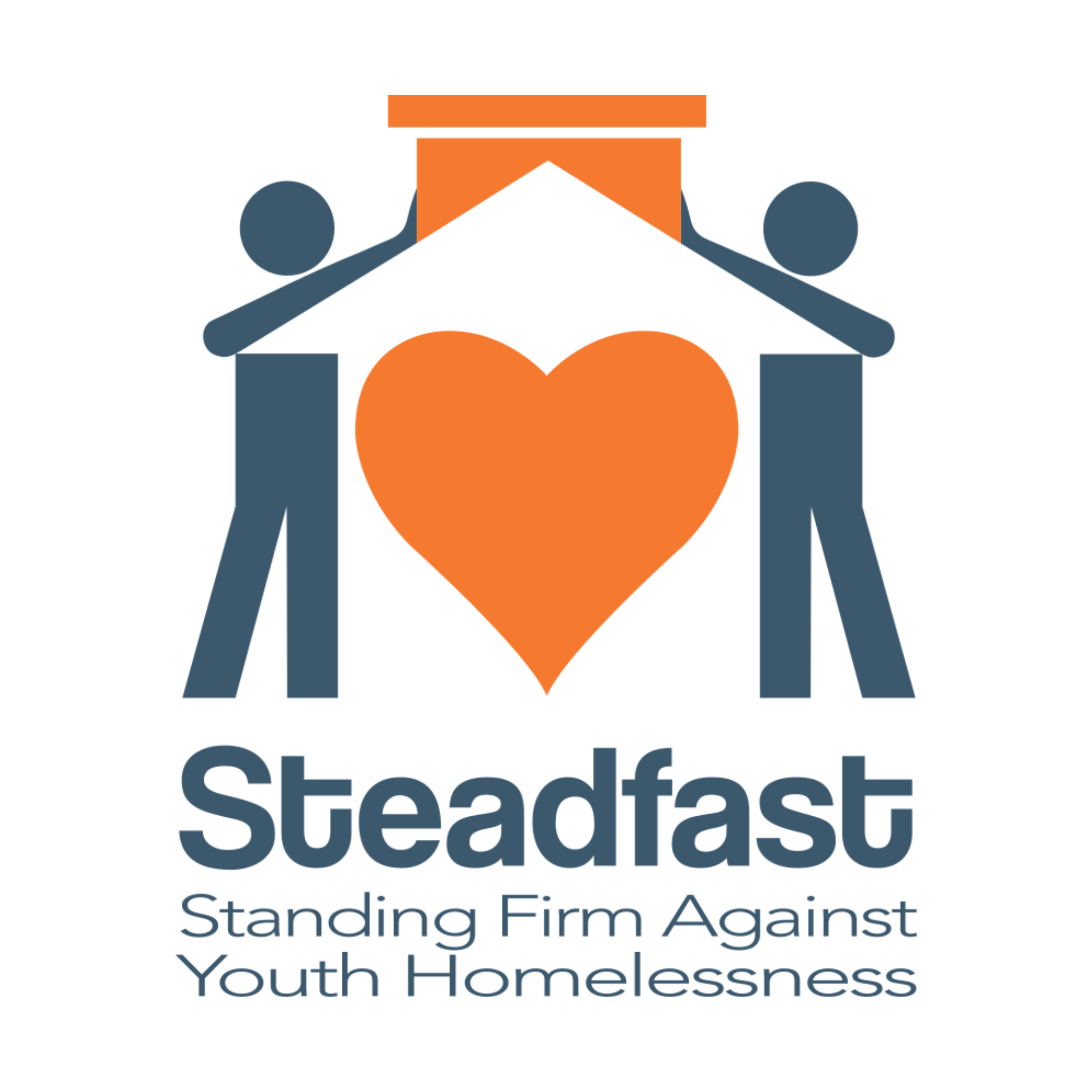 Orange and teal Steadfast logo on white background
