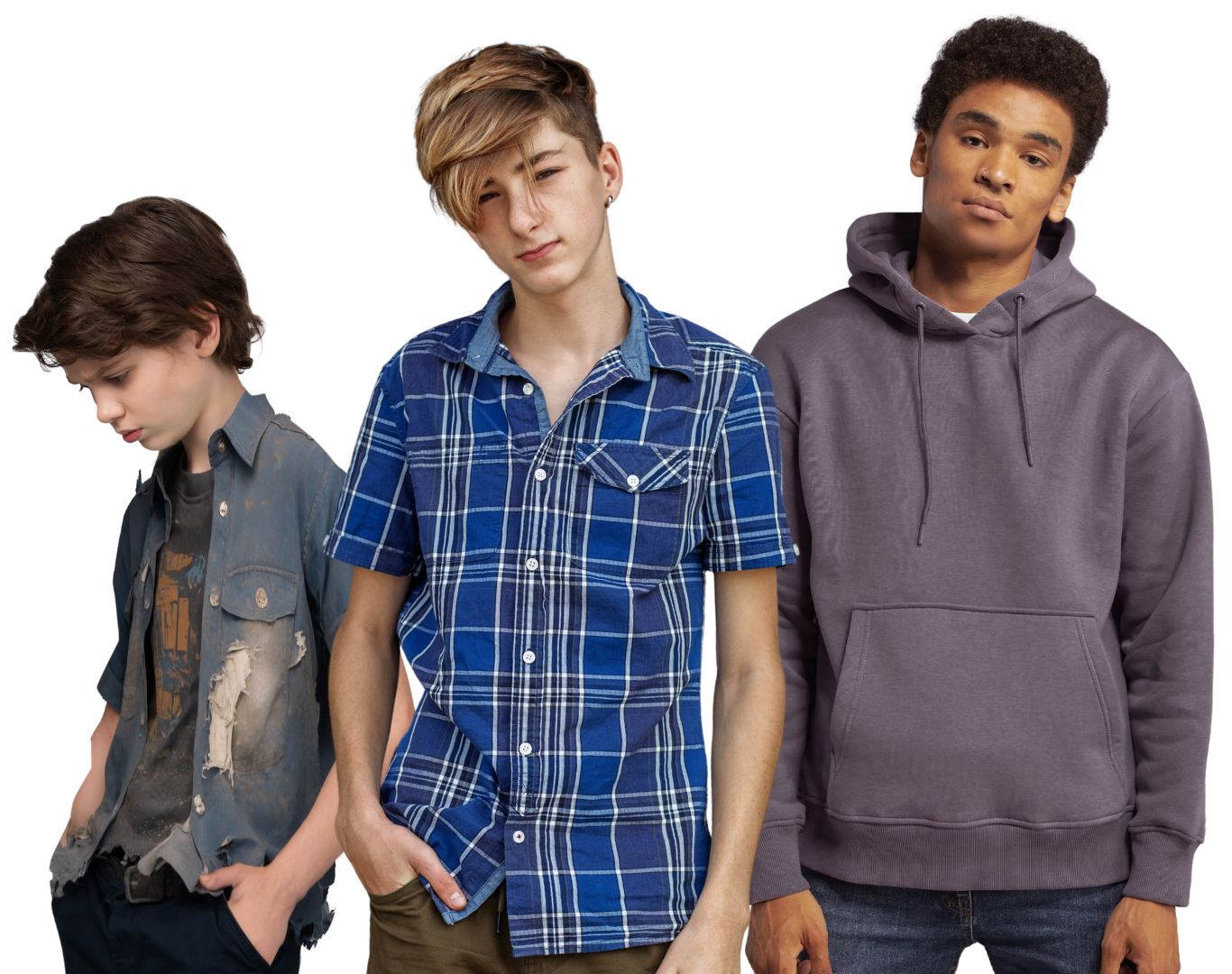 color photo of three male youth