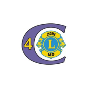 4 County Lions Club of Mt. Airy purple, yellow, & teal logo