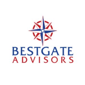 blue and red Bestgate Advisors logo on white background