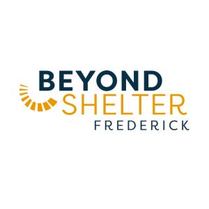 Dark teal and amber Beyone Shelter Frederick logo on white background